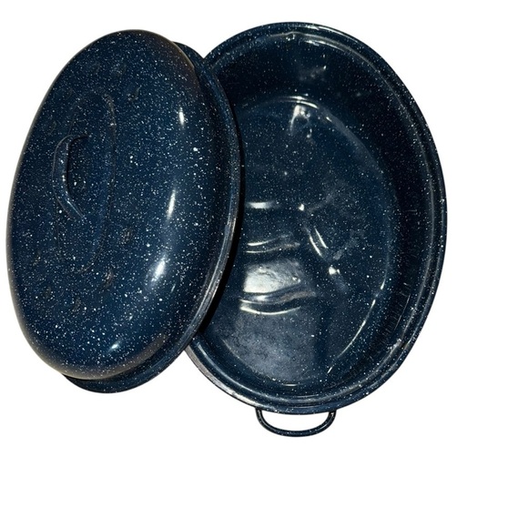 EUC Speckled Enamelware Blue Roasting Pan 12” x 8” - Picture 2 of 5